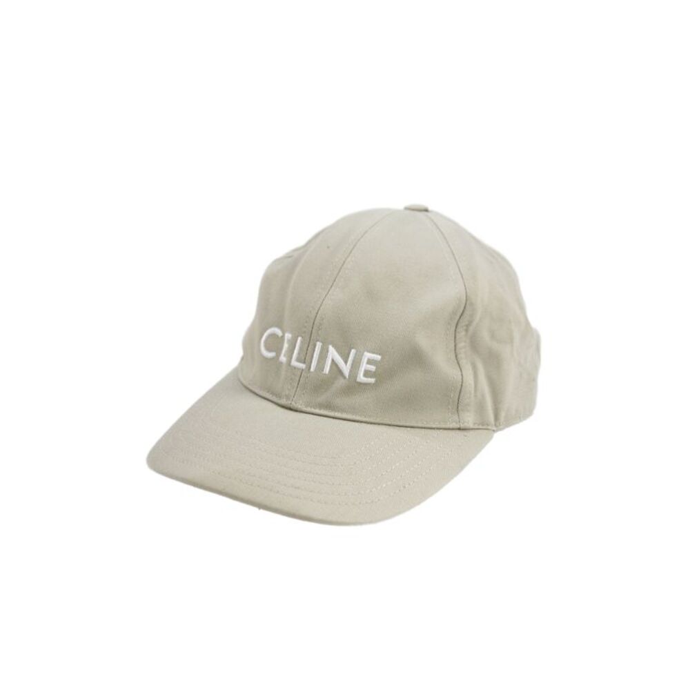 Celine Womens Canvas Adjustable Baseball Hat Solid Beige Size Medium